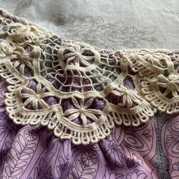 Anthropologie Feather Bone 100% Silk Purple Mini Slip Dress Small Fairycore - Picture 2 of 8